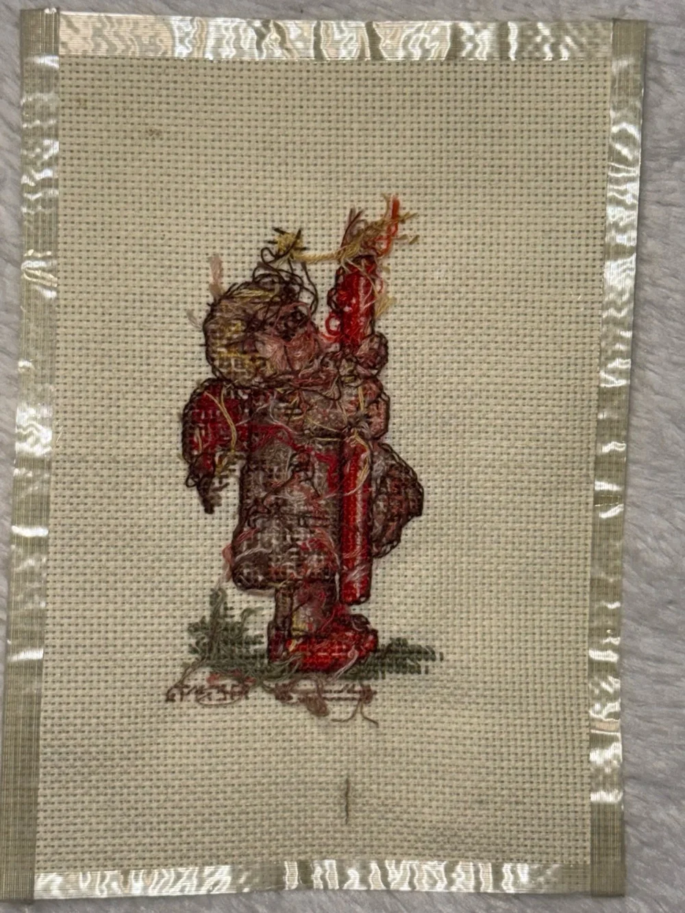 Vintage 1996 Hummel Angel Holding Candle Handmade Cross-Stitch